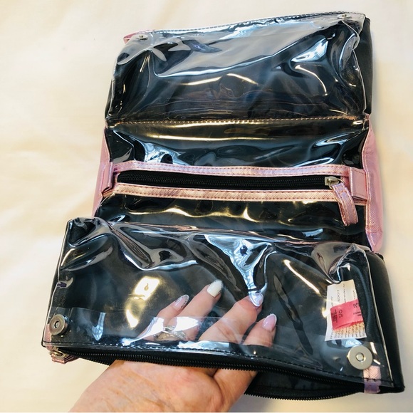 La Vie En Rose Cosmetic Bag NWOT Metallic Pink/Rose Gold - Picture 8 of 11